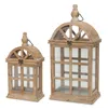 Houzbling Lantern (set Of 2) 7.5"l X 14.75"h, 10.25"l X 21.5"h Wood/glass