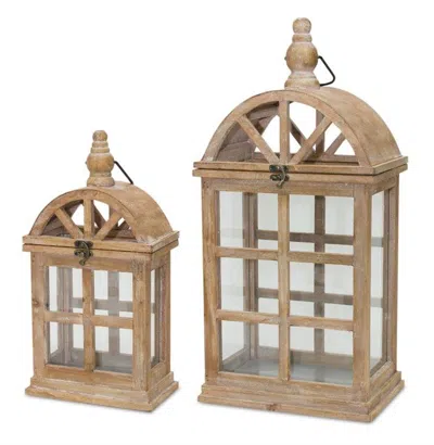Houzbling Lantern (set Of 2) 7.5"l X 14.75"h, 10.25"l X 21.5"h Wood/glass In Black