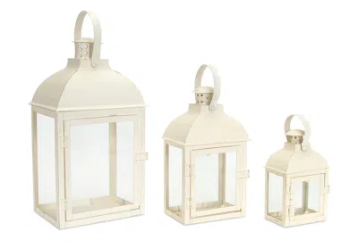 Houzbling Lantern (set Of 3) 7.5"-14"h Iron/glass In Brown