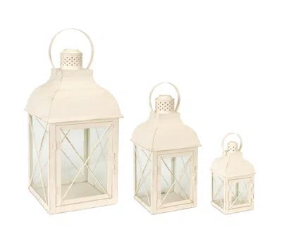 Houzbling Lantern (set Of 3) 8.5"h, 13.75"h, 18.5"h Metal/glass