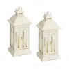 Houzbling Lantern W/3"x3" Led Candle (set Of 2) 12.25"h Iron/glass/plastic - 2 Aa Batteries Not Incld.