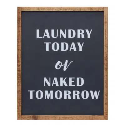 Houzbling Laundry Sign 12"l X 15"h Mdf/wood In Black