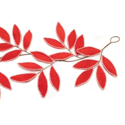 Houzbling Leaf Garland (set Of 2) 48"l Polyester In Red