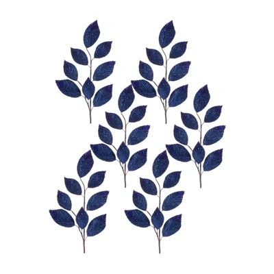 Houzbling Leaf Spray (set Of 6) 27"h Polyester In Blue