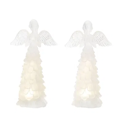Houzbling Led Angel (set Of 2) 9.5"h Resin 3 Aaa Batteries, Not Included In Multi