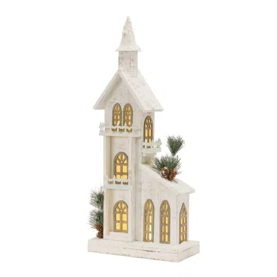 Houzbling Led Church 11"l X 27"h Wood 3 Aa Batteries, Not Included Or Usb Cord Included