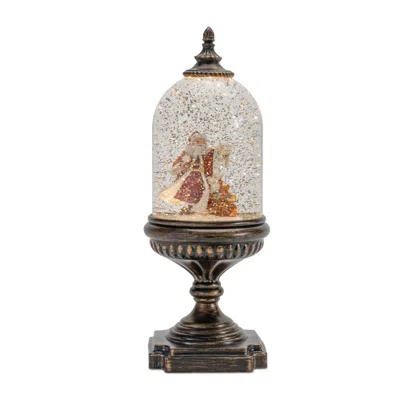Houzbling Led Snow Globe W/santa 12.5"h Plastic 3 Aa Batteries Not Included/usb Cord Included 6 Hr Timer In Brown