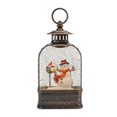 Houzbling Led Snow Globe W/snowman 9.75"h Plastic 3 Aa Batteries Not Included/usb Cord Included 6 Hr Timer In Brown
