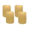 Houzbling Led Wax Dripping Pillar Candle (set Of 4) 3"dx4"h Wax/plastic - 2 C Batteries Not Incld.