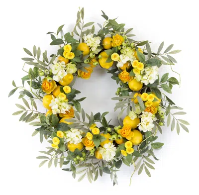 Houzbling Lemon/floral Wreath 28"d Foam/plastic