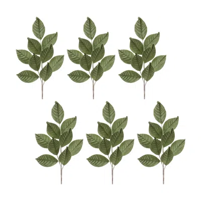 Houzbling Magnolia Leaf Spray (set Of 6) 27.5"h Polyester In Green