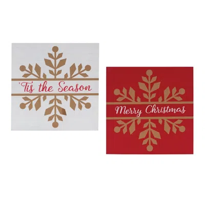 Houzbling Merry Christmas And Tis The Season Sign (set Of 6) 11.75"sq Mdf