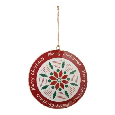 Houzbling Merry Christmas Disc Ornament (set Of 6) 6"h Iron