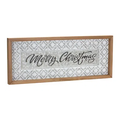 Houzbling Merry Christmas Sign (set Of 2) 19.75"l X 8"h Metal/wood