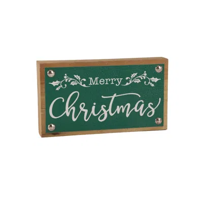 Houzbling Merry Christmas Sign (set Of 2) 7"l X 4"h Mdf/faux Leather