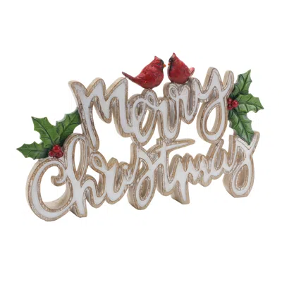 Houzbling Merry Christmas W/cardinals Sign (set Of 2) 12"l X 7.25"h Resin