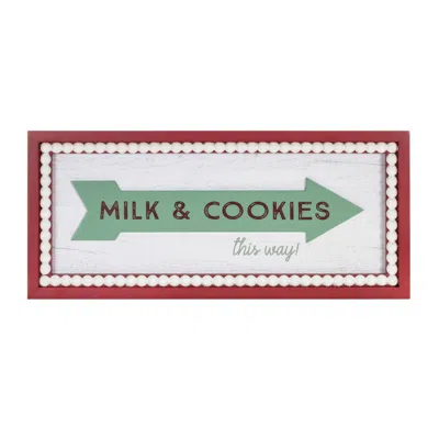 Houzbling Milk And Cookies Arrow Sign 19.5"l X 8.5"h Mdf/wood