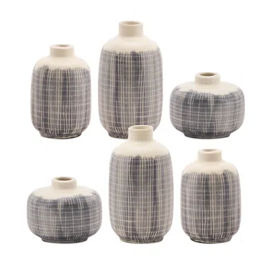 Houzbling Mini Vase (set Of 6) 3.5"h, 5.25"h, 6.25"h Terra Cotta In Gray