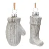 Houzbling Mitten And Stocking Ornament (set Of 12) 3.25"h Glass