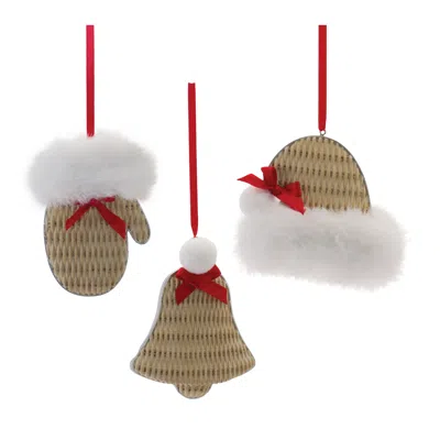 Houzbling Mitten/hat/bell Ornament (set Of 12) 3.5"h, 4"h, 4.25"h Resin