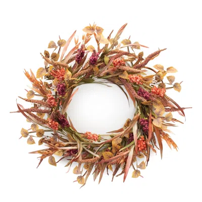 Houzbling Mixed Fall Foliage Wreath 21"d Polyester In Multi