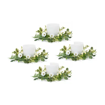 Houzbling Mixed Floral Wreath (set Of 4) 17"d Polyester/plastic