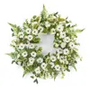 Houzbling Mixed Foliage And Daisy Wreath 22.5"d Polyester/plastic