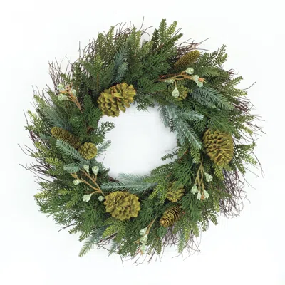 Houzbling Mixed Pine Wreath 23"d Pvc In Blue