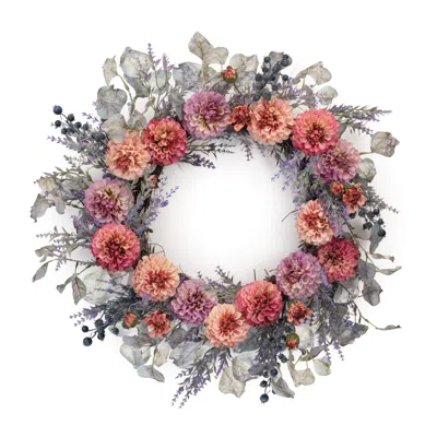 Houzbling Mixed Zinnia Wreath 24"d Polyester/twig