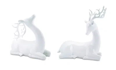 Houzbling Modern Deer (set Of 2)10"h,13.5"h Polystone In White
