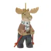 Houzbling Moose W/ski Poles Ornament (set Of 6) 5.5"h Wood