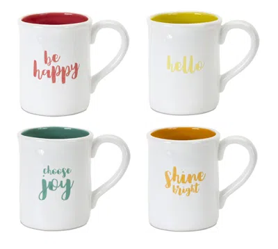 Houzbling Mug (set Of 4) 5"h Stoneware In White