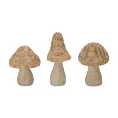 Houzbling Mushroom (set Of 3) 6"h, 6.75"h, 8.25"h Resin In Brown
