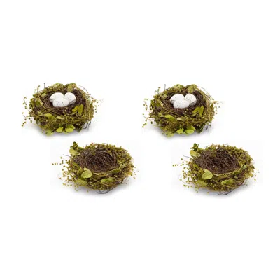 Houzbling Nest And Nest With Eggs (set Of 4) 7"d X 3.5"h Natural/foam In Green