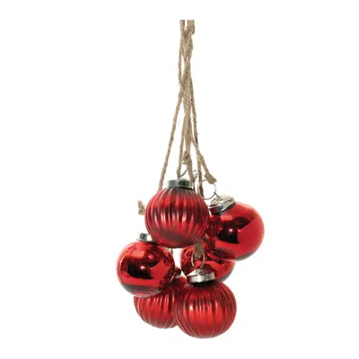 Houzbling Ornament Drop (set Of 2) 21"l Glass/jute In Red