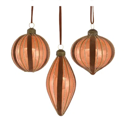 Houzbling Ornament (set Of 12) 3.75"h, 4"h, 5.5"h Glass In Pink