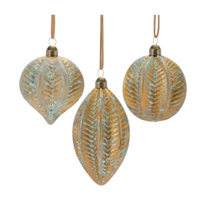 Houzbling Ornament (set Of 12) 4"h, 4"h, 5.5"h Glass In Brown