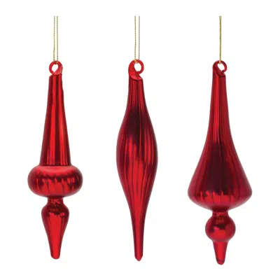 Houzbling Ornament (set Of 12) 6"h Glass In Red