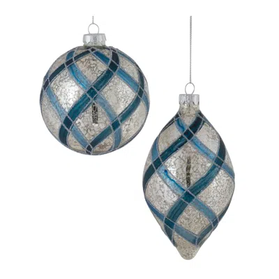 Houzbling Ornament (set Of 6) 4.75"h, 6"h Glass In Blue