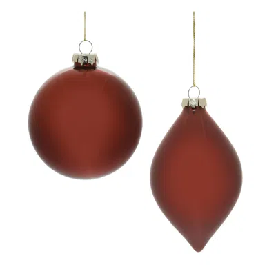Houzbling Ornament (set Of 6) 4"d, 6"h Glass In Red