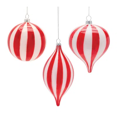 Houzbling Ornament (set Of 6) 5"h, 5.5"h, 7"h Glass In Red