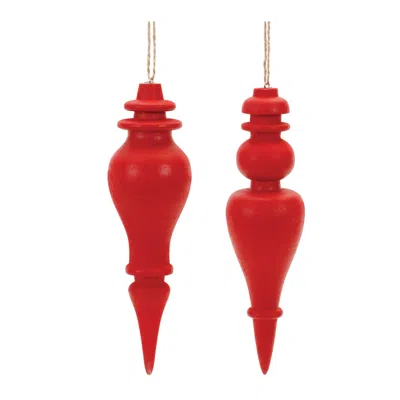 Houzbling Ornament (set Of 6) 6"h Wood In Red