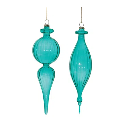 Houzbling Ornament (set Of 6) 9"h, 9.5"h Glass In Blue