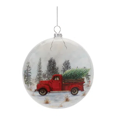 Houzbling Ornament W/truck (set Of 6) 5"h Glass In Red