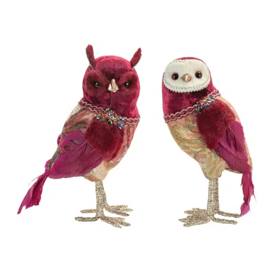 Houzbling Owl (set Of 4) 9.5"h, 10"h Foam/fabric In Pink