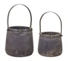 Houzbling Pail (set Of 2) 7.5"d X 11.75"h, 9"d X 14"h Wood/steel