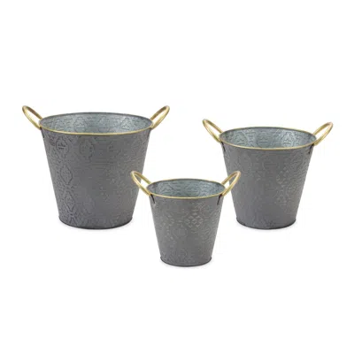 Houzbling Pail (set Of 3) 9.5"d X 8.25"h, 11.5"d X 9.5"h, 13"d X 10.75"h Metal In Neutral