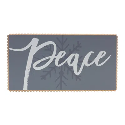 Houzbling Peace And Snowflake Sign 24"l X 12.5"h Mdf In Blue