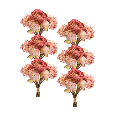 Houzbling Peony And Hydrangea Bouquet (set Of 6) 16.75"h Polyester