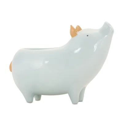 Houzbling Pig Planter (set Of 4) 6"l X 4.5"h Resin In Blue